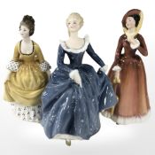 Three Royal Doulton figures comprising of Julia HN2705, Fragrance HN2334 and Coralie HN2307.