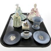 Two Coalport figures, 'Hayley' and 'Joy', a Royal Doulton figure 'Fair Maiden' HN2211,