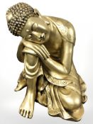 A large contemporary gilt resin figure of Buddha,