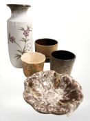 A West German pottery vase, a Silvac planter,