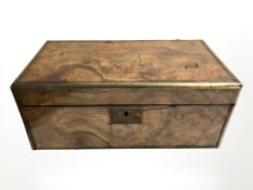 A Victorian burr walnut and brass inlaid writing slope,