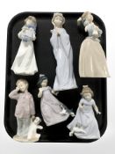 Six various Nao figures, tallest 26 cm.