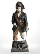 A painted composition statue of a pirate, height 92 cm.