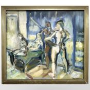 J Henriksen : Nude figures in a parlour, oil on canvas, 70 cm x 63 cm.