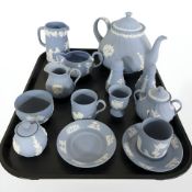 A group of Wedgwood blue and white Jasperware, as illustrated.