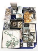 Assorted costume jewellery including bead necklaces, simulated turquoise items, earrings,