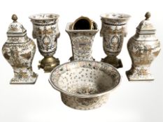 Two pairs of decorative reproduction ceramic vases.