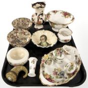Various ceramics including Royal Albert Old Country Roses dishes, vase, figure of a swan,