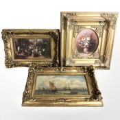 Contemporary school : Still life with flowers in a vase, oil on canvas, 24 cm x 19 cm,