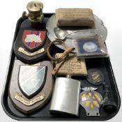 Two plaques on wooden shields marked 'Field Support Squadron',