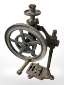 A vintage hand pillar drill.