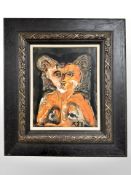 Continental School : Portrait of a satanic demon, oil on canvas, 22 cm x 26 cm.