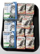 Thirty packs of Frontline dog and cat medicines.