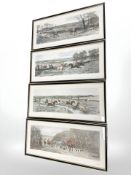 A set of four engraved and hand coloured fox hunting prints after E. A. S.