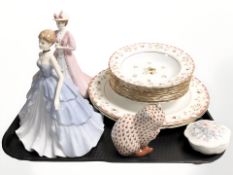 Assorted ceramics : ten Wedgwood Bianca plates, Herend figure of a cat (ear chipped),