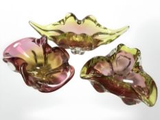 Three Italian Art glass vases,