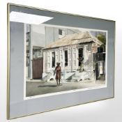 After Anselm Richards : Salvador's Barbershop, colour print, 56 cm x 37 cm,