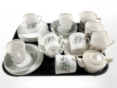 Group of Susie Cooper for Wedgwood coffee cans and saucers, Royal commemorative mugs,