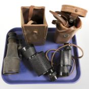 Three monoculars and a hatchet.