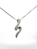 A 9ct white gold diamond set pendant on chain, length 45 cm. CONDITION REPORT: 2g.