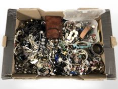 A large quantity of costume bead necklaces, bangles, wristwatches, etc.