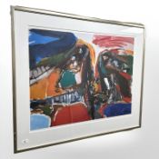 A Continental abstract colour print, 83 cm x 64 cm.