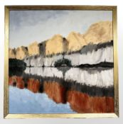 Danish School : Reflection on a lake, oil on canvas, signed with initials, 53 cm x 53 cm.