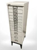 A Sheer Pride enameled twelve drawer index chest, height 100 cm.