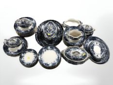 Approximately seventy seven pieces of Chatsworth blue and white dinner china.