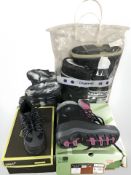 A pair of lady's Karrimor walking boots, pair of Gelert walking shoes, and further pairs of boots,