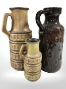 Three West German pottery jugs,