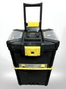 A Workzone plastic tool chest containing antique restoration tools