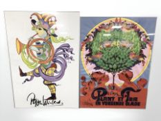 Two Danish lithographic prints after Bjorn Wiinblad, largest 84 cm x 60 cm.