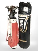 A Howson golf bag containing assorted irons and drivers including Donnay,