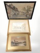 Stanley (20th century) : A windmill by a calm river, watercolour, 25 cm x 39 cm,