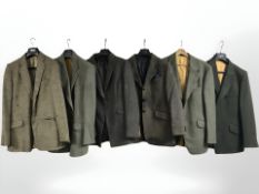 Six gents tweed blazers by Magee, Clark & Hall, Episode and other brands, one labelled 40 regular,