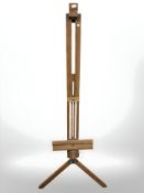 A Rowney adjustable easel, height 193 cm.
