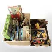 A quantity of Meccano, Lego, assorted jigsaws and games, Airfix model, Subbuteo set, etc.