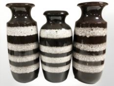 Three West German pottery vases,