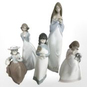 Five various Nao figures, tallest 34.5 cm.