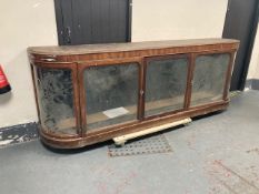 A Victorian display cabinet, width 280 cm, depth 52 cm and height 98 cm.