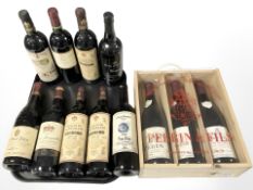 Various bottles of wine including Palacio De Monsalud, Clos Saint Pierre,