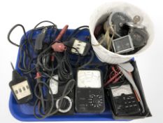 A group of car gauges, speedometers, ohm meter, etc.