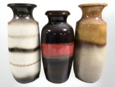 Three West German pottery vases, tallest 40.