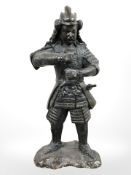 A contemporary bronze figure of a samurai, height 45 cm.