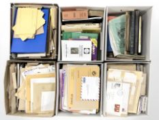 A large quantity of philatelic ephemera, including stamp catalogues, stamped envelopes,