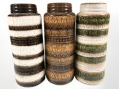 Three West German pottery stick pots,