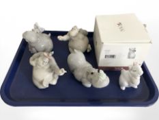 Five Nao animal figures including rabbit, hippos, etc.