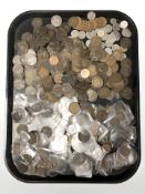 A quantity of Victorian and later pennies, and other foreign coins.