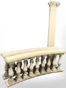 Two painted curved classical style balustrades,